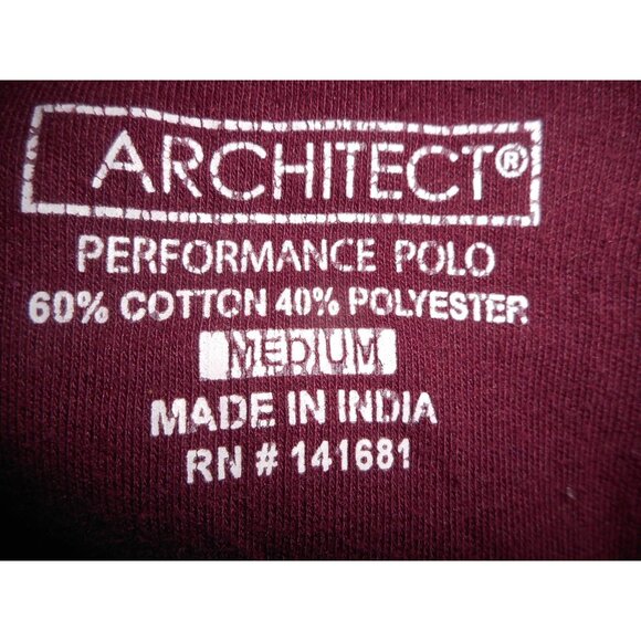 Burgundy ribbed Knit Sz M Collared Performance Polo shirt Short sleeve Architect - Picture 2 of 4